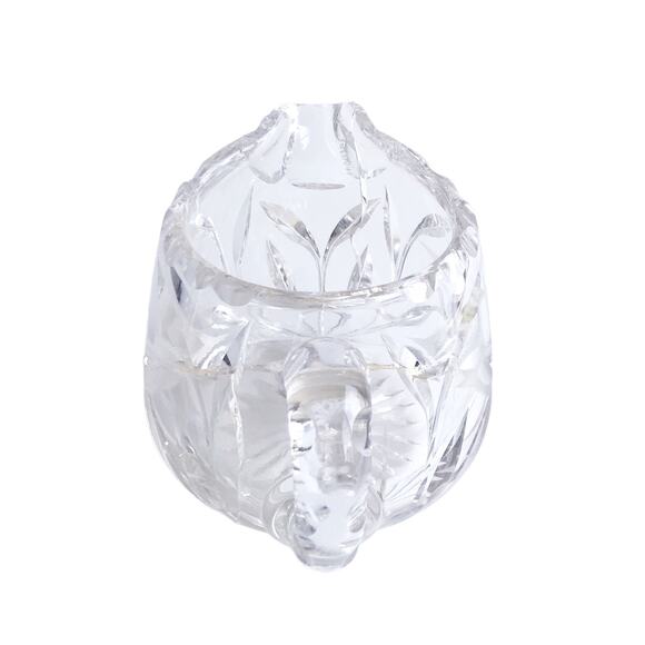 Vintage Cut Crystal Sugar Bowl Creamer Bowl Floral Star Etched Clear Glass MCM - Picture 3 of 14